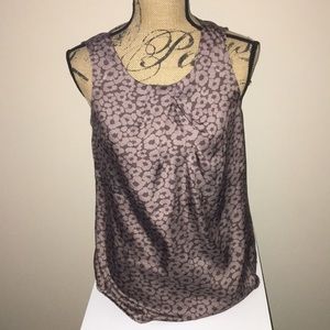 Brown Floral Loft Sleeveless Blouse Small